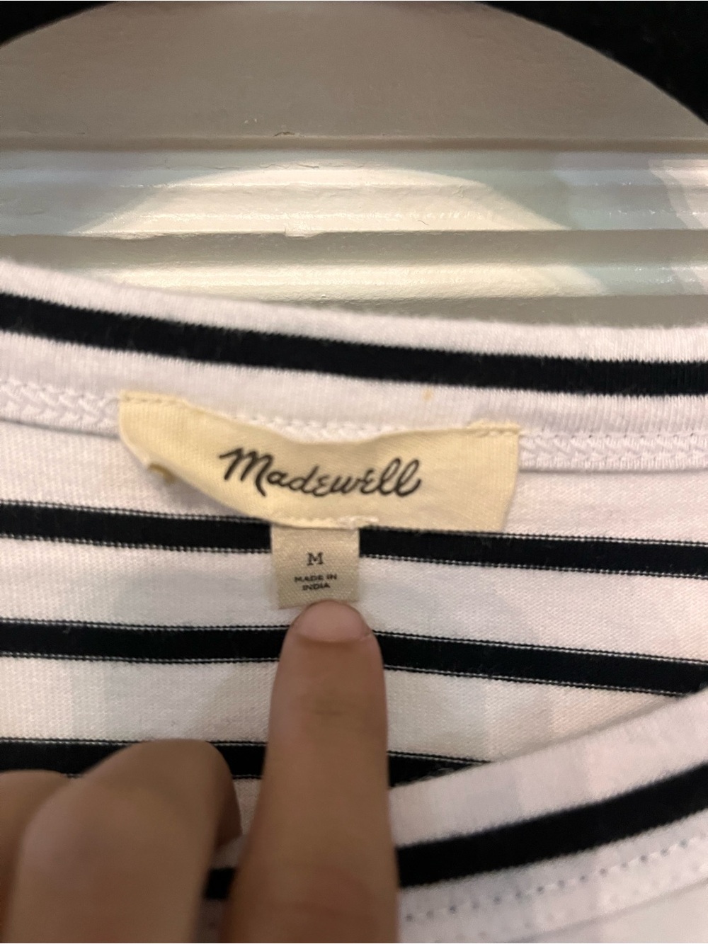 Madewell Black and White Striped Short Sleeve Tee - Picture 2 of 3